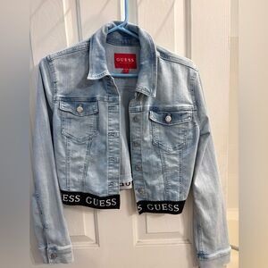 GUESS Light Wash Cropped Denim Jacket sz small